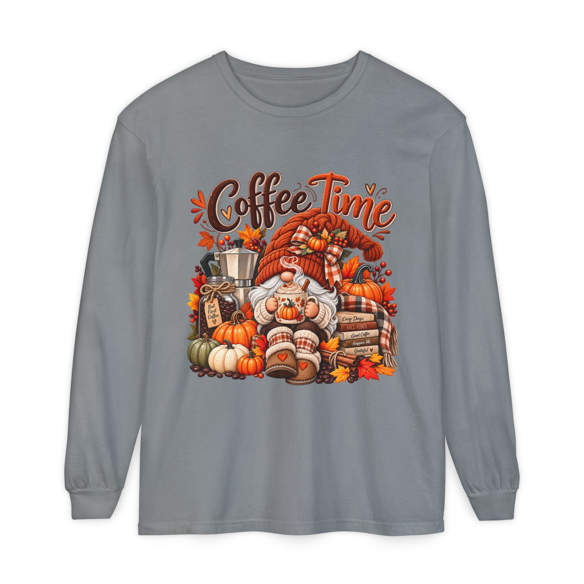 Coffee Time Gnome Long Sleeve Tee