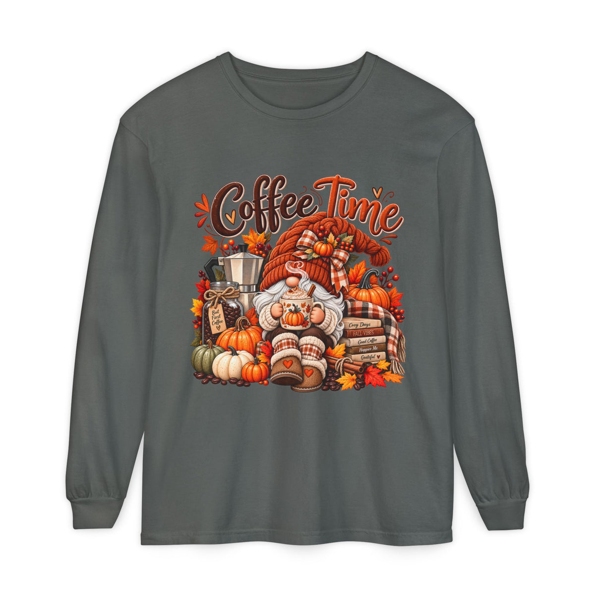 Coffee Time Gnome Long Sleeve Tee