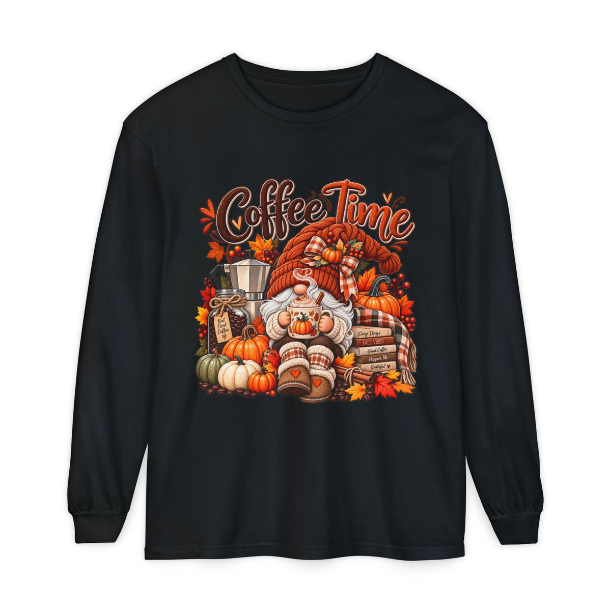 Coffee Time Gnome Long Sleeve Tee