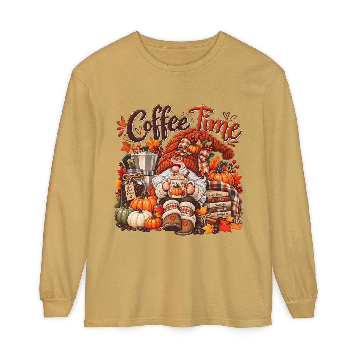 Coffee Time Gnome Long Sleeve Tee