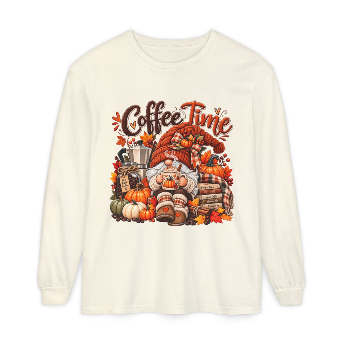 Coffee Time Gnome Long Sleeve Tee