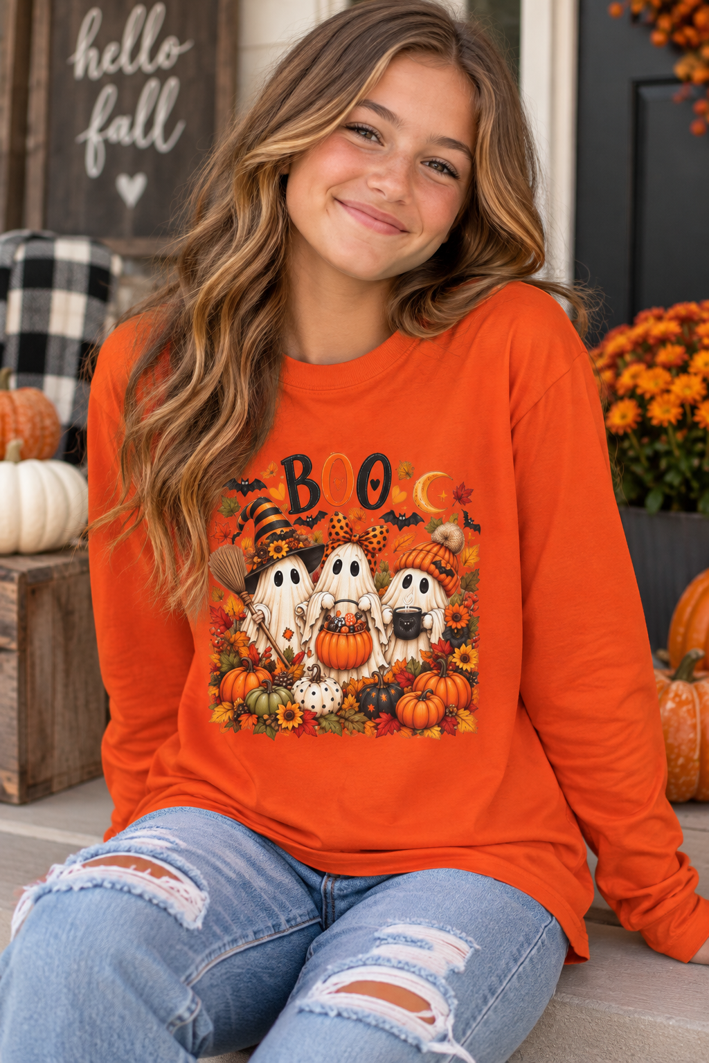 'Boo' Ghosts & Pumpkins Fall Shirt