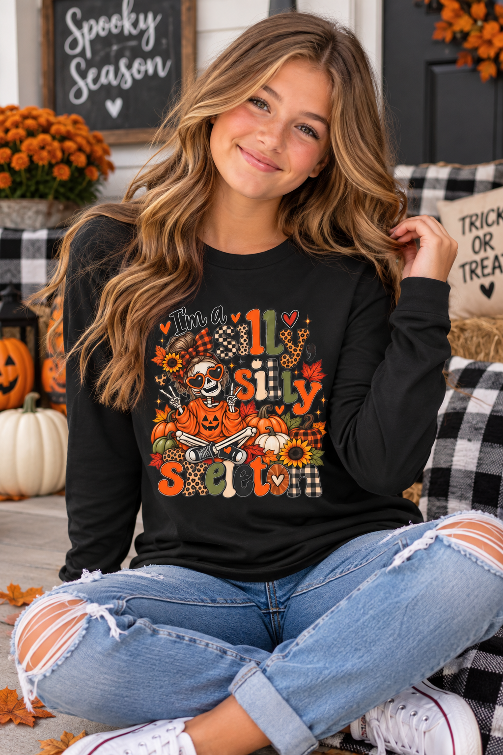 "I'm a Silly Skeleton" Halloween  Long sleeve