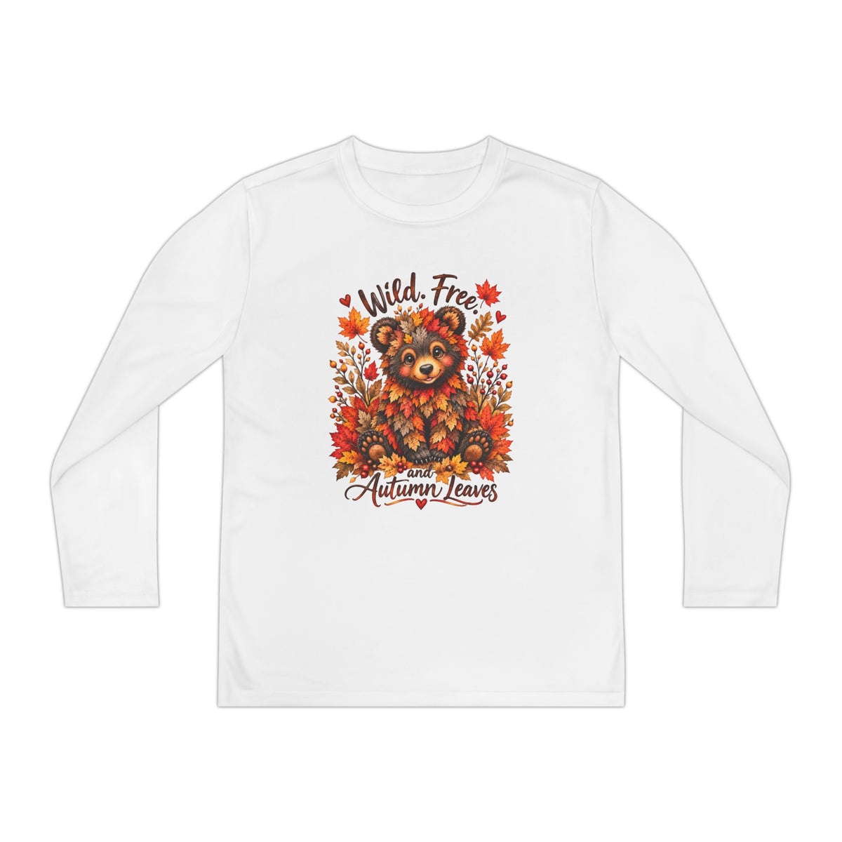 "Wild, Free" Autumn Leaves Bear Graphic