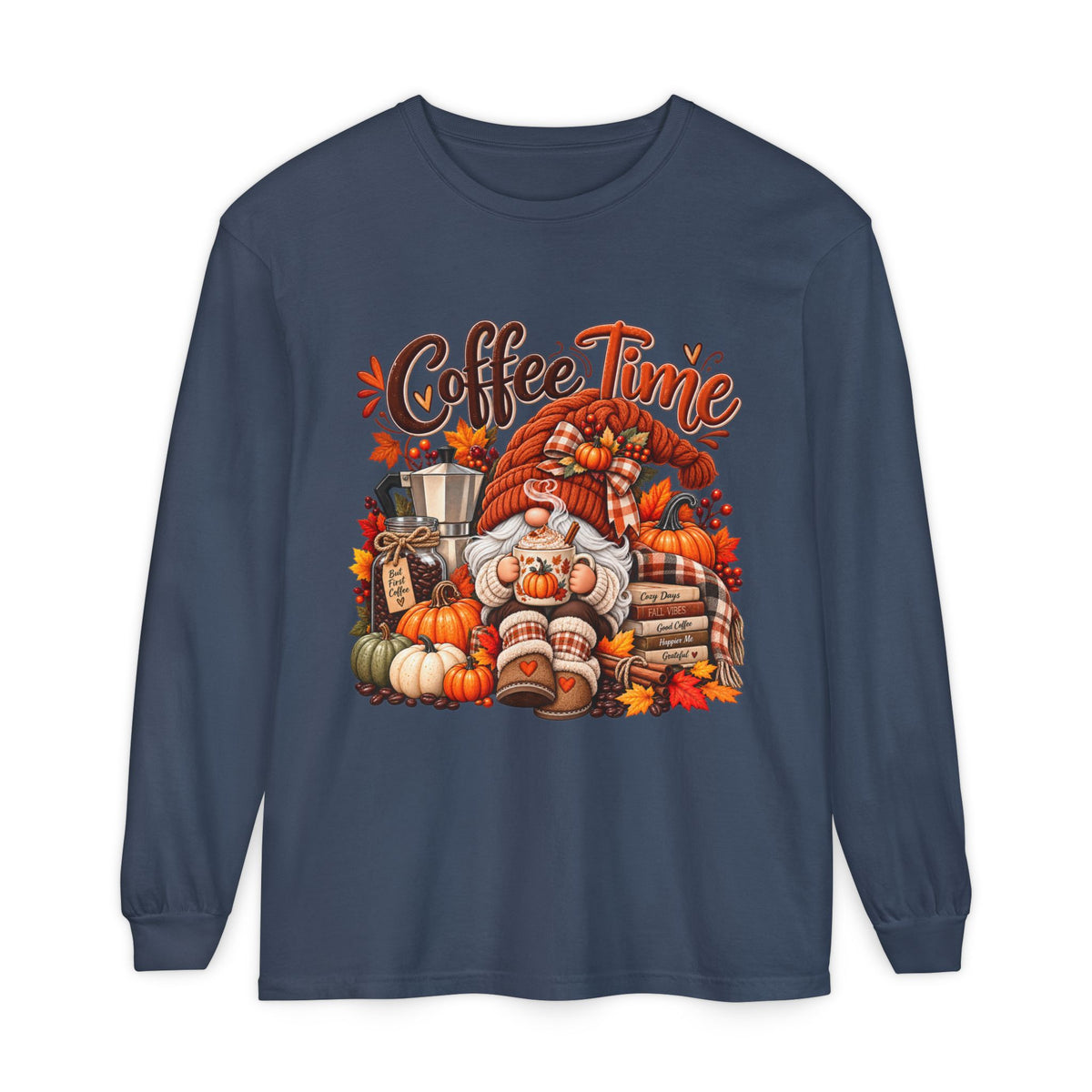 Coffee Time Gnome Long Sleeve Tee