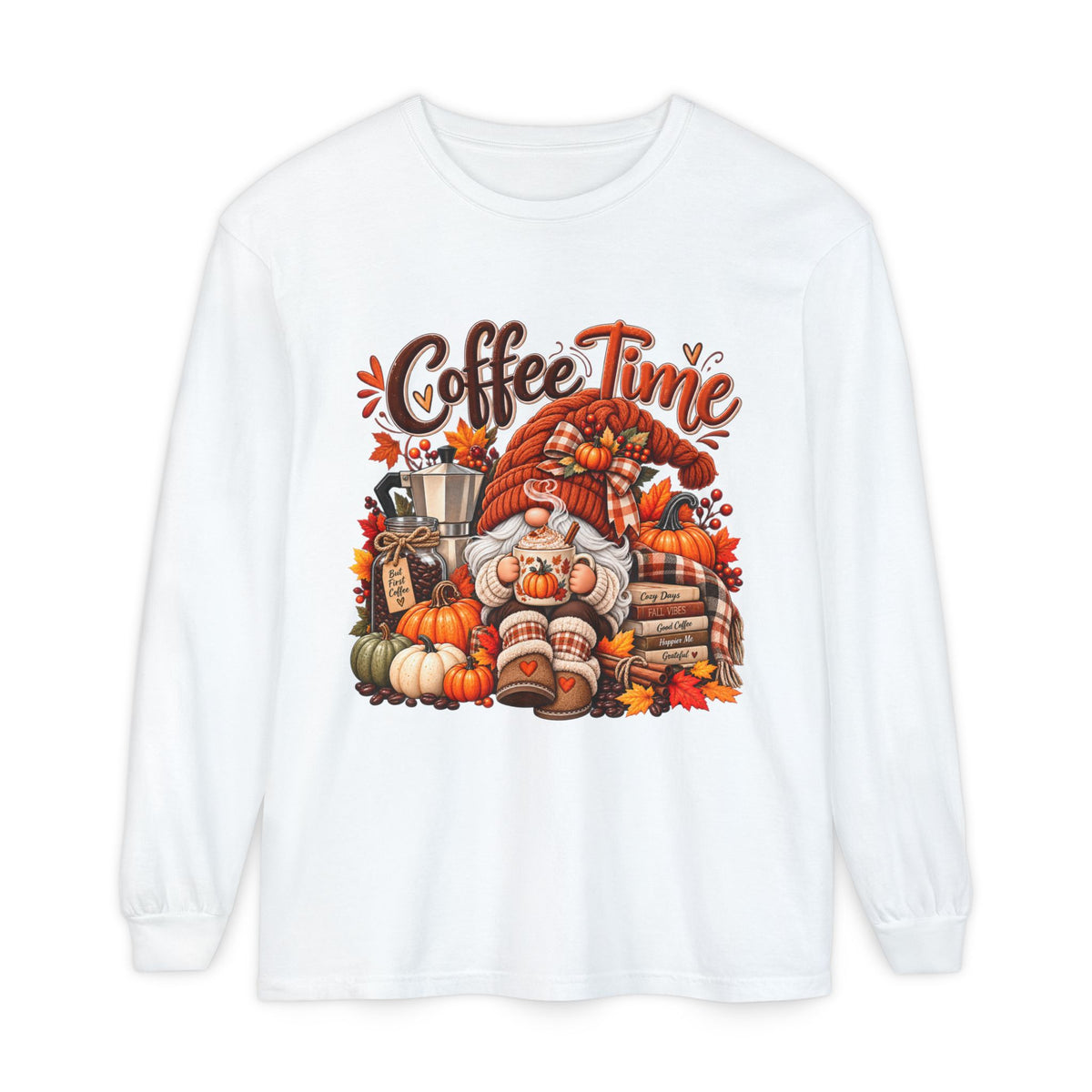 Coffee Time Gnome Long Sleeve Tee