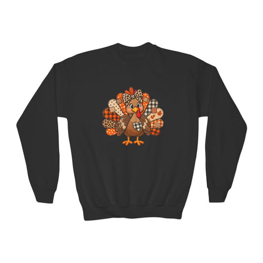 Plaid Patchwork Turkey Sweatshirt - Youth