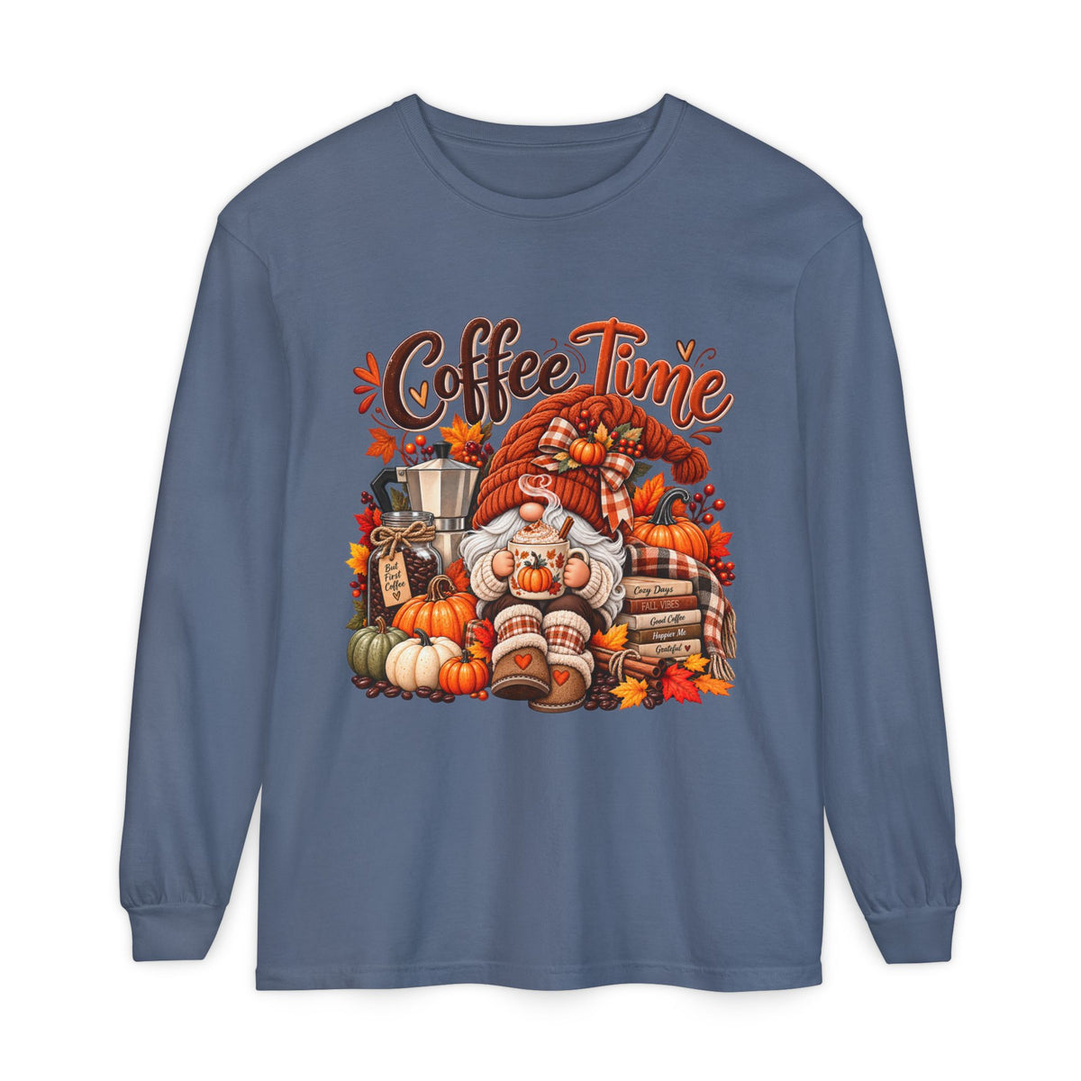 Coffee Time Gnome Long Sleeve Tee