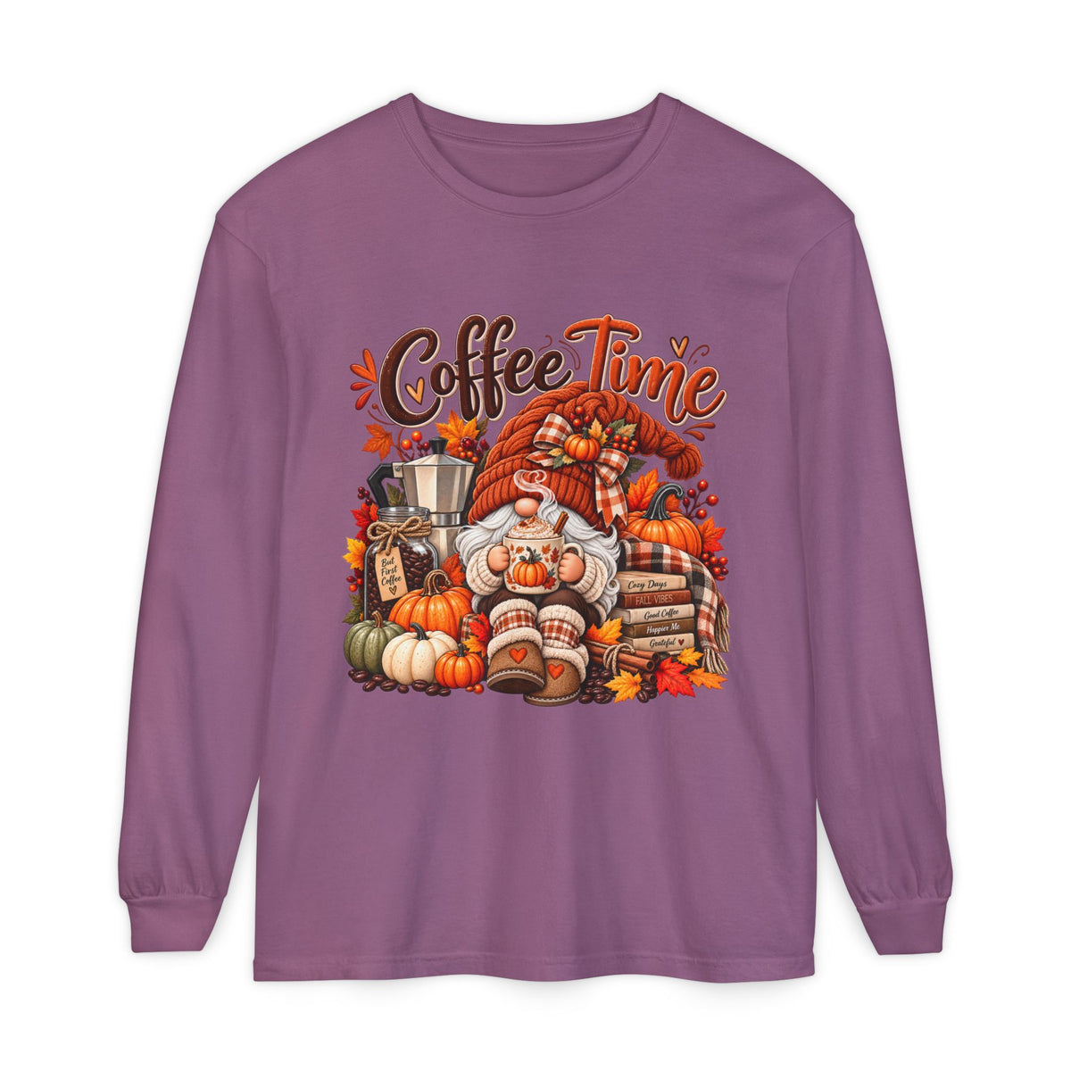 Coffee Time Gnome Long Sleeve Tee