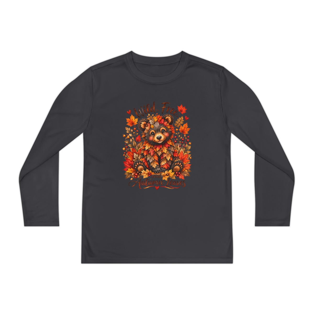 "Wild, Free" Autumn Leaves Bear Graphic